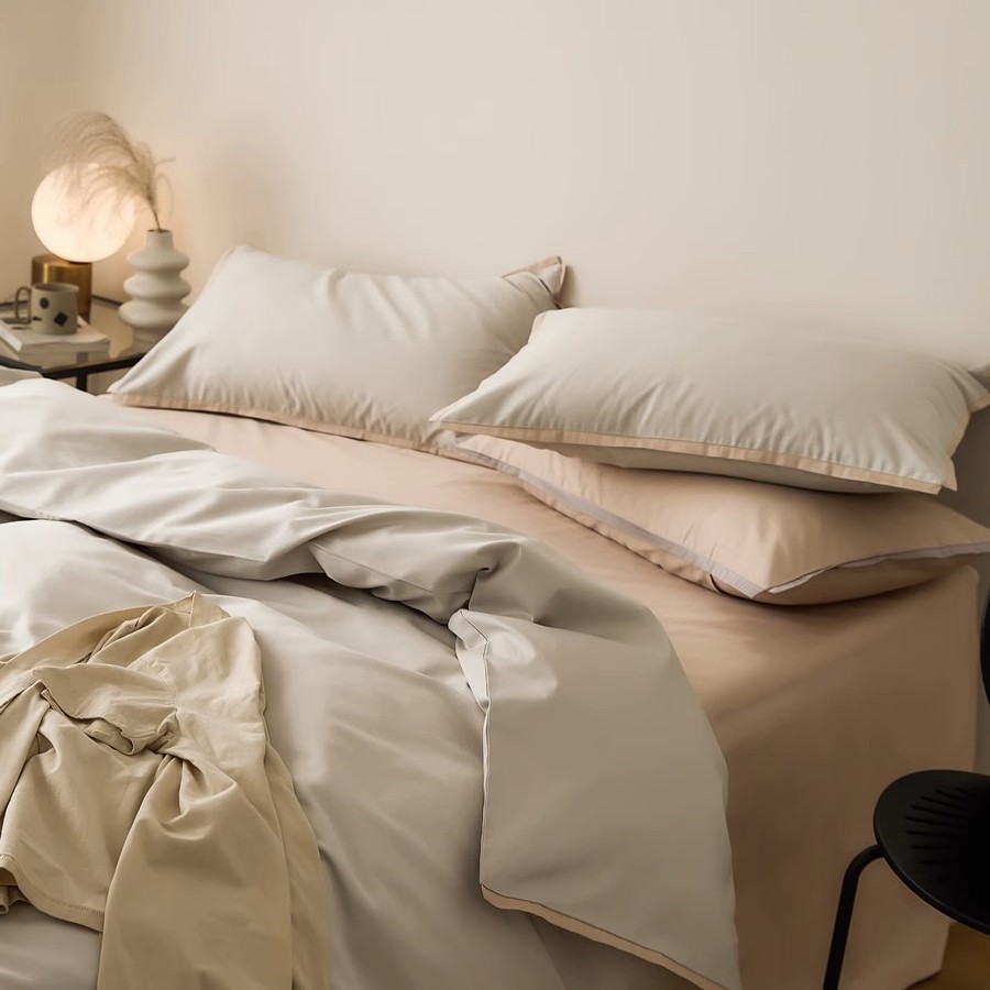 Bedding set, 4-piece, cotton, solid colors