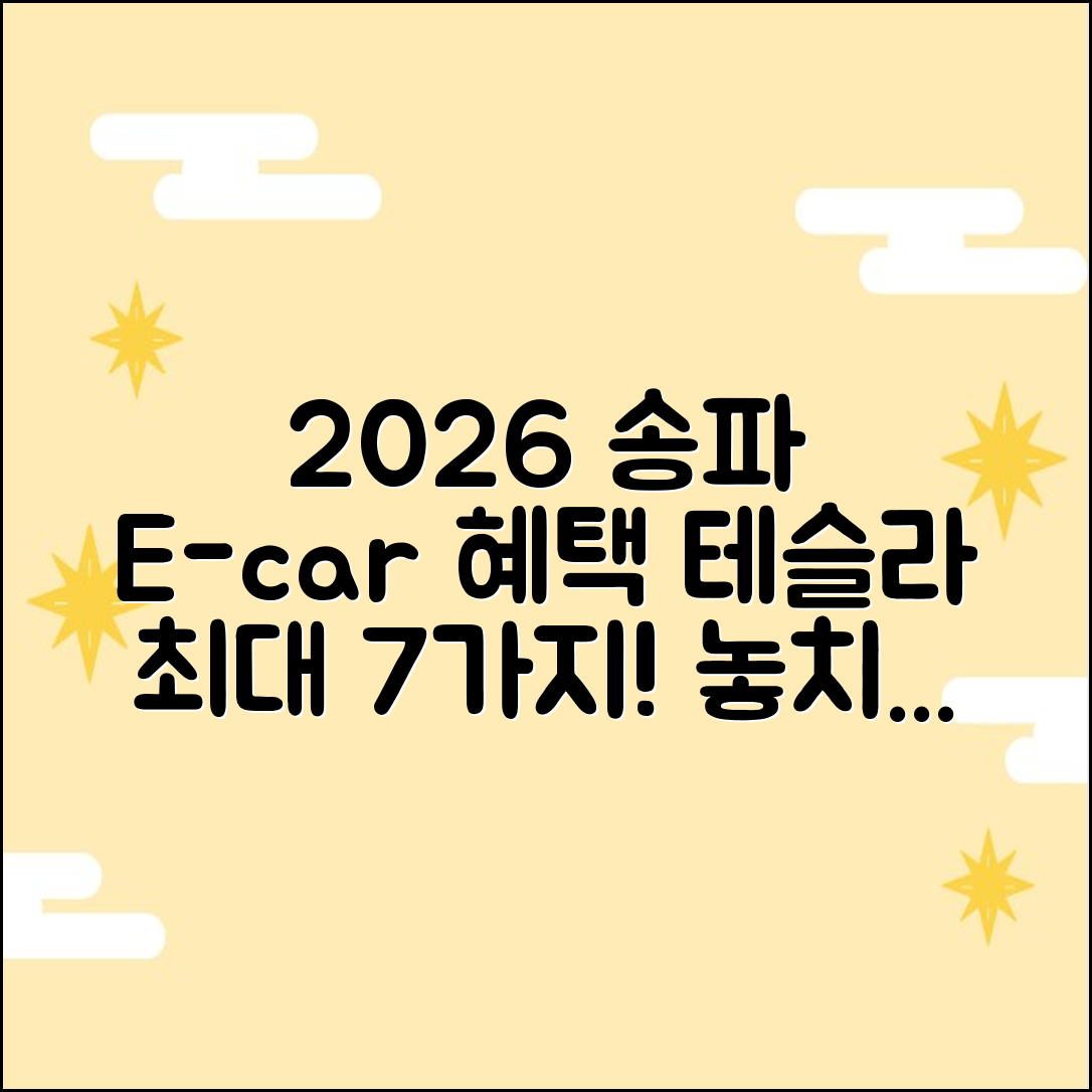 2026 송파 전기차 보조금, 테슬라 최대 혜택 7가지!