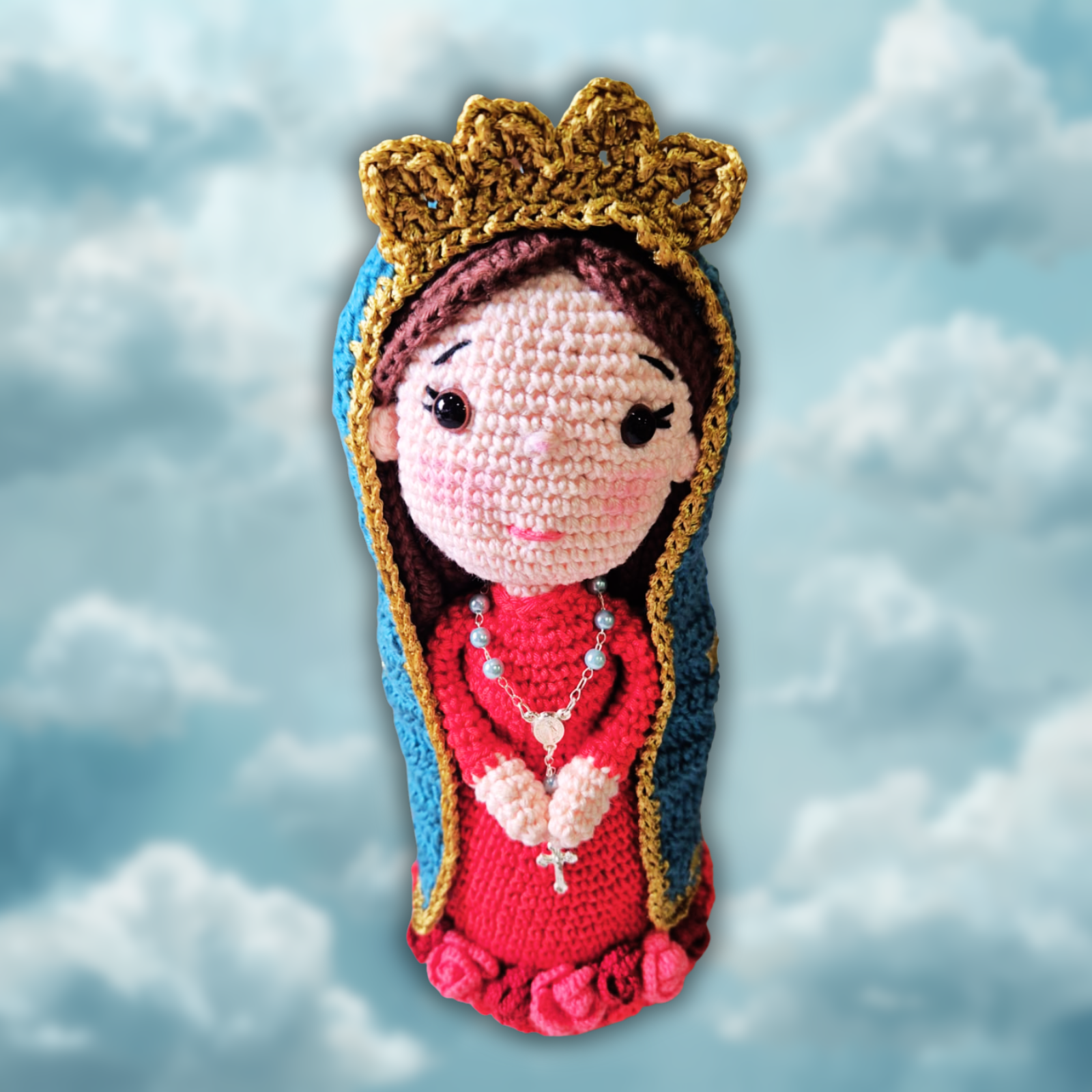  Santinha Nossa Senhora de Guadalupe em Crochê 