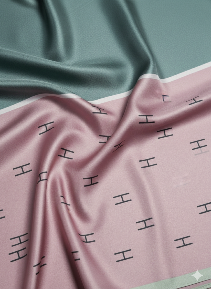 Grey Pinted Hijab | Satin Scarf