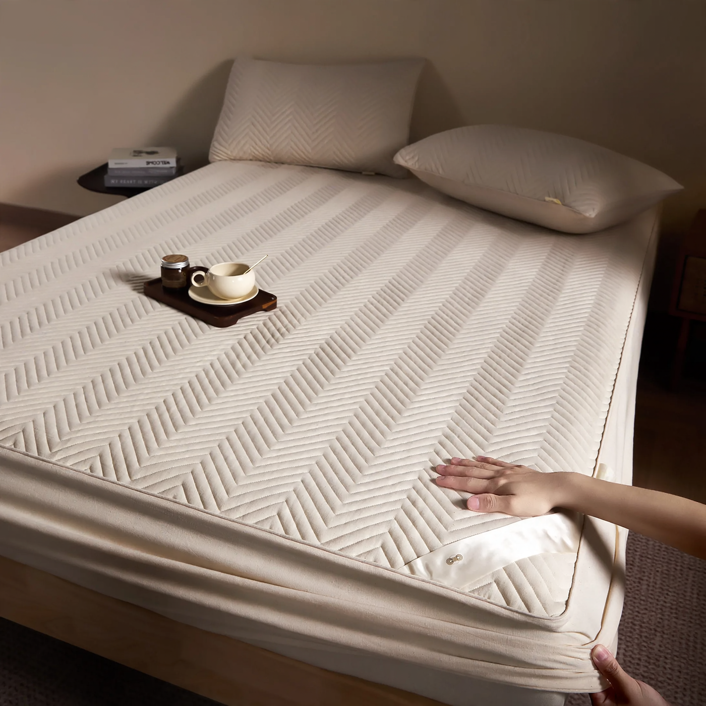 Cotton-Linen Fitted Sheet, Japanese Style