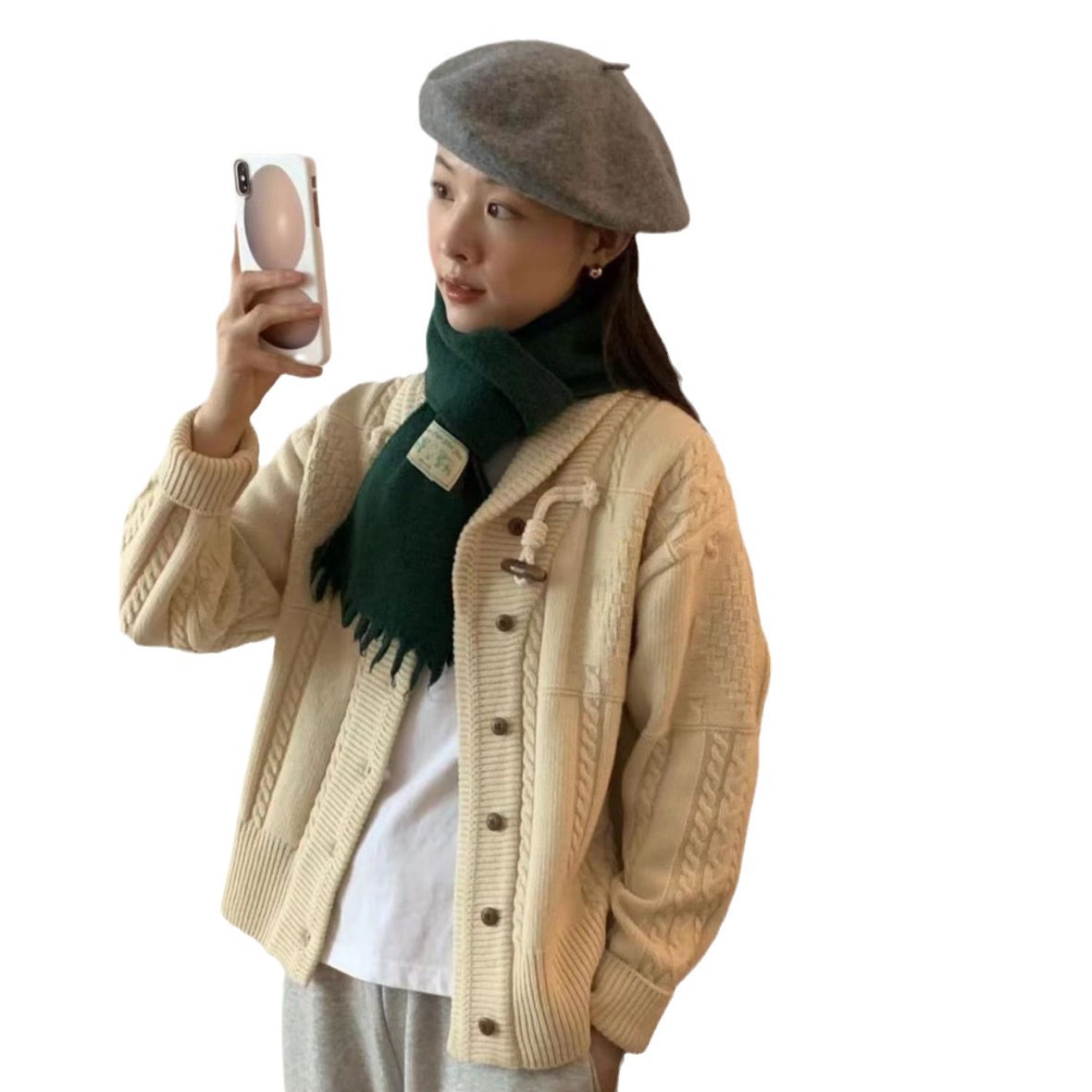 Merino wool scarf, solid color, 15x158cm