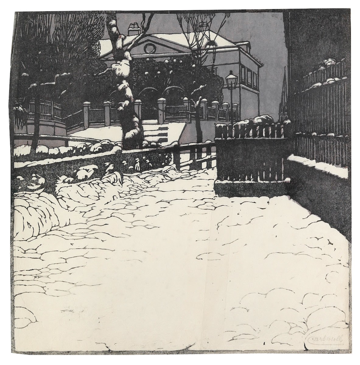 Verschneite Villa in Döbling 1903