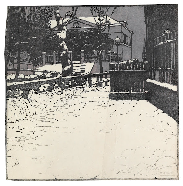 Verschneite Villa in Döbling 1903