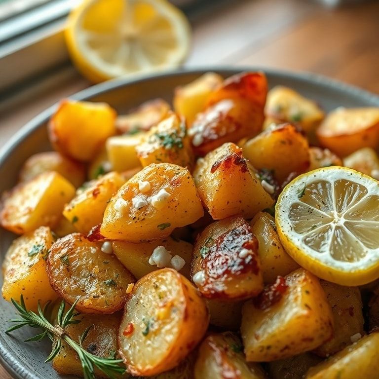 Crispy Greek Potatoes with Lemon and Garlic Recipe – Easy & Homemade