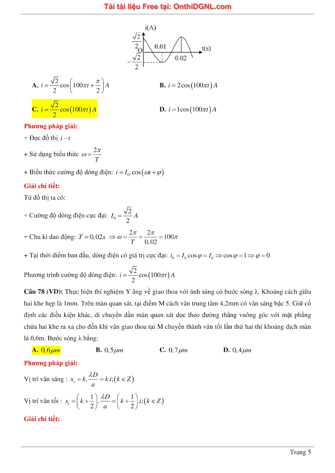 300 bài tập môn Vật Lý - Ôn thi ĐGNL ĐHQG TPHCM Phần 21