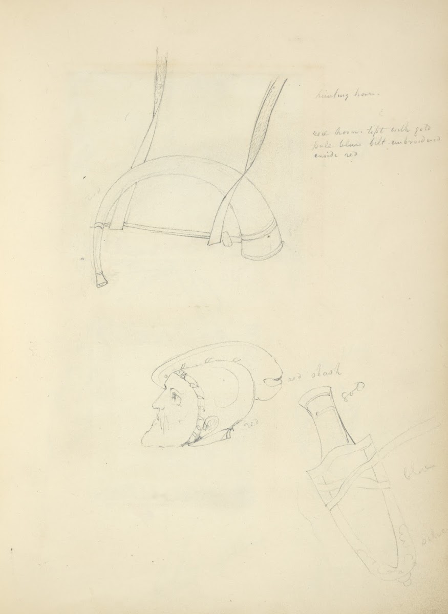 Horn a mans head and a knife in a sheath 1840