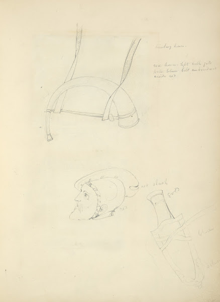 Horn a mans head and a knife in a sheath 1840