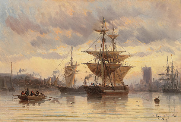 Sailing Ships in a Harbour 1855