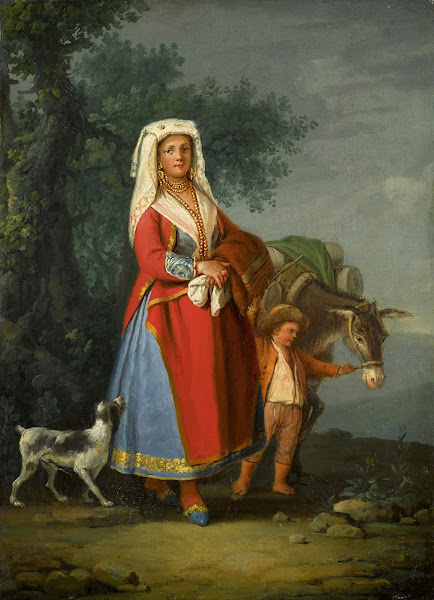 A Young Girl In Traditional Neapolitan Dress In A Landscape Together With A Youn