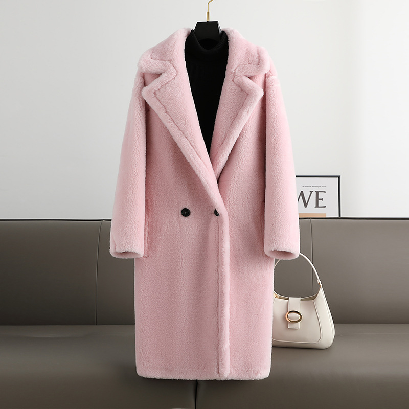 Teddy coat with lapel collar, women