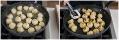 Đun sôi khoảng 1cm nước trong chảo, cho thịt viên vào đậy nắp nấu khoảng 5 phút trên lửa vừa, sau đó mở nắp ra, trở gà và tiếp tục nấu đến khi nước cạn hết thì vẩn đảo thịt gà viên cho vàng đều các mặt nha. Sau đó, chế phần nước sốt đã chuẩn bị vào đảo đều cho thịt thấm hết gia vị là có thể tắt bếp rồi nha.