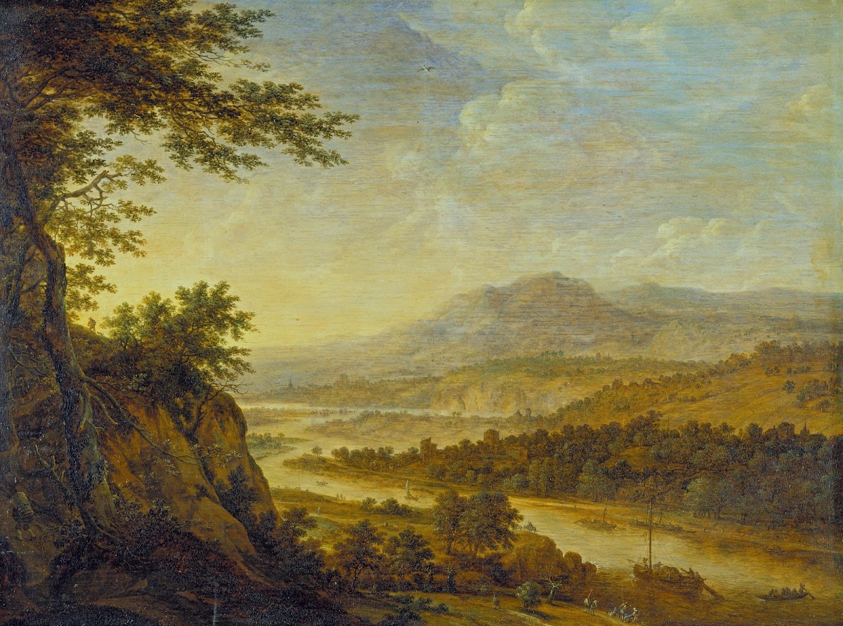 River Landscape with Rise of Cliffs 1650