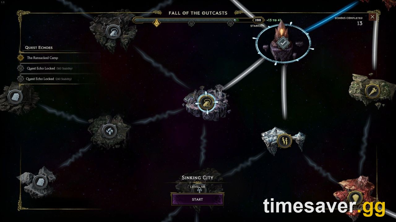 Fall of the Outcasts timeline web in Last Epoch's Monolith of Fate