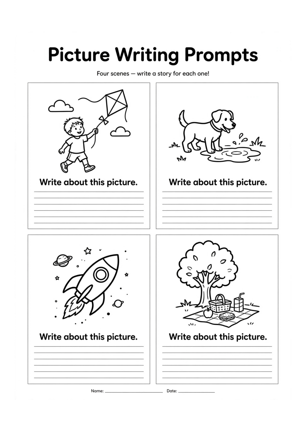 Picture Writing Prompts Worksheet