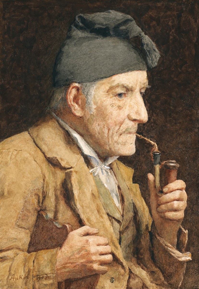 Old Man Smoking His Pipe 1907