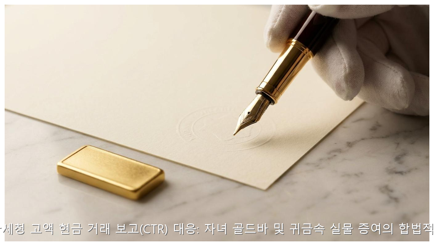 2026년 국세청 고액 현금 거래 보고(CTR) 대응: 자녀 골드바 및 귀금속 실물 증여의 합법적 알고리즘 핵심 안내 및 분석 인포그래픽 (6)