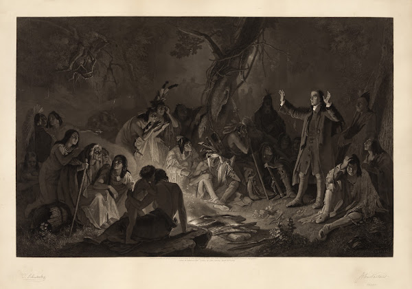 David Zeisberger preaching to the Indians 1864