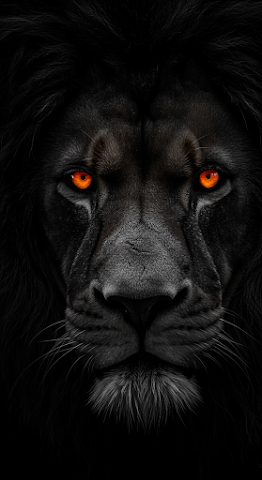 Intense Black Lion Close-up