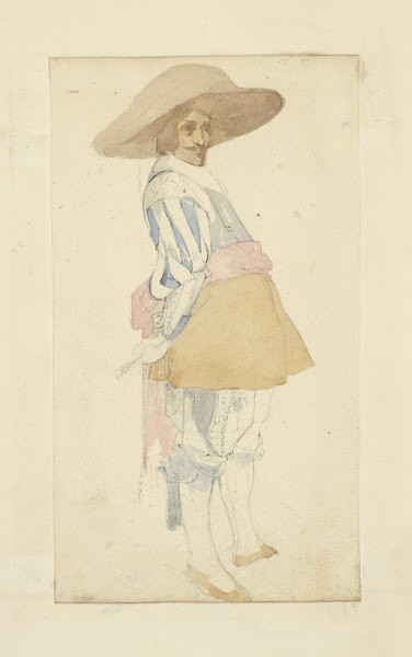 Man in wide brimmed hat doublet and breeches 1840
