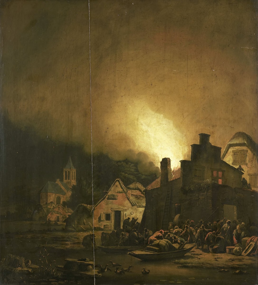 Fire by night in a Village 1650   1685