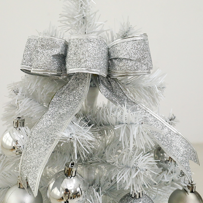 White mini Christmas tree with ornaments, 45 cm or 60 cm