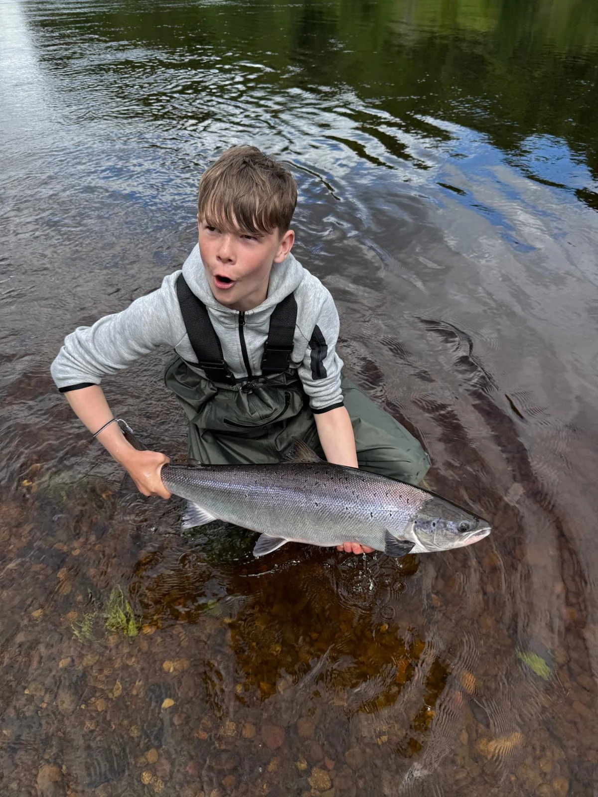 Josh Lang with a Salmon caught on a Vision 110 at Kercock Fishings on the River Tay