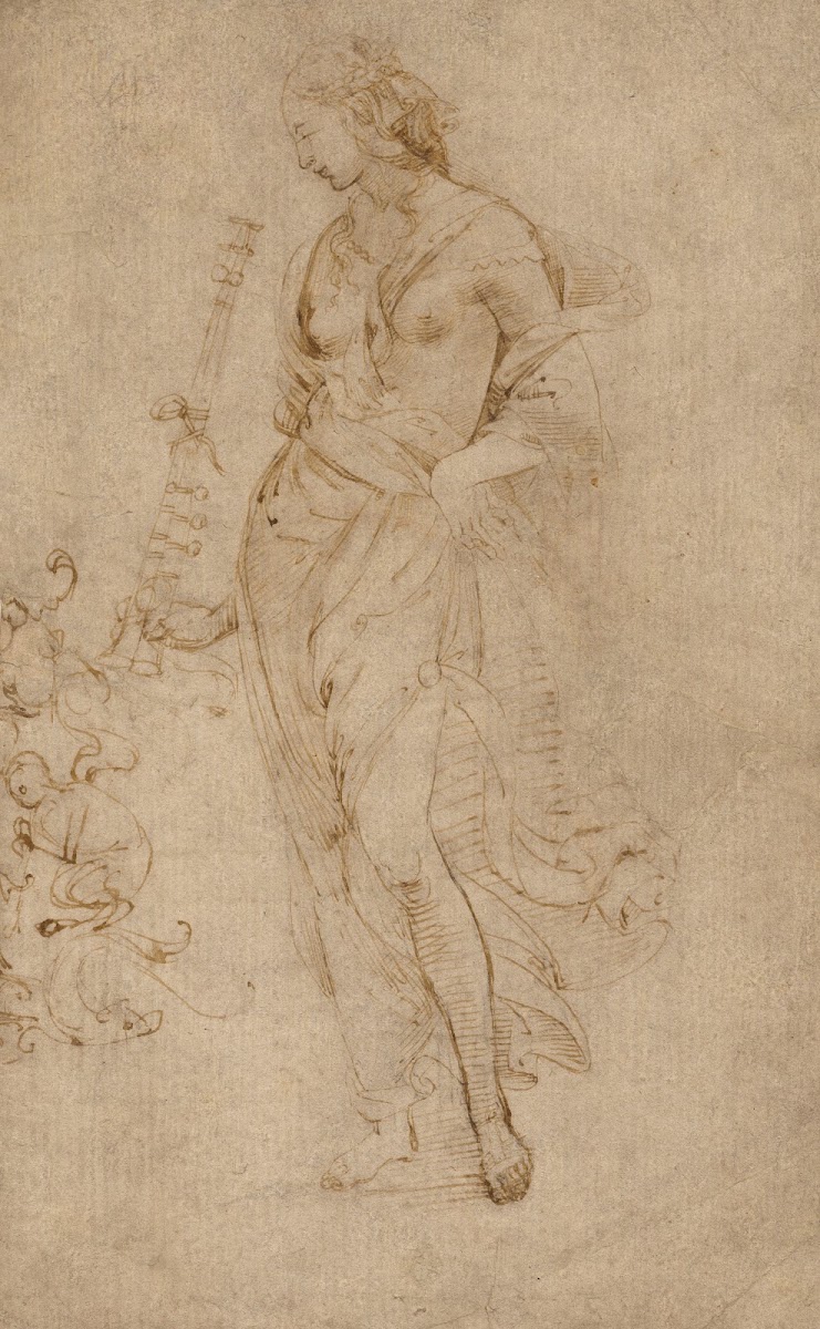 Female Figure with a Tibia and Ornamental Studies 15041508