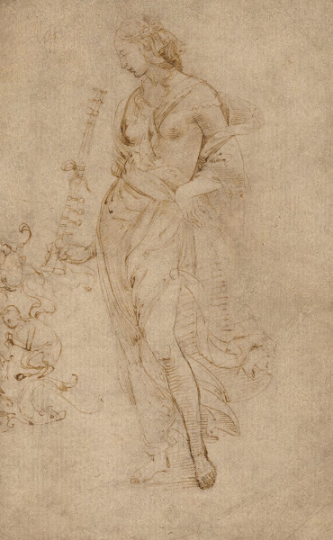 Female Figure with a Tibia and Ornamental Studies 15041508