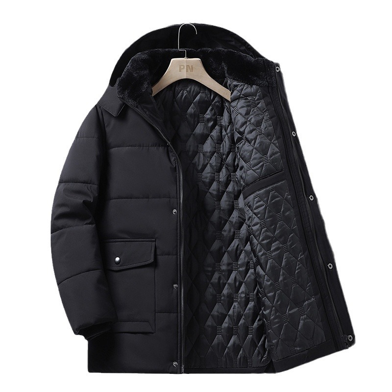 Insulated winter jacket for men, removable hood