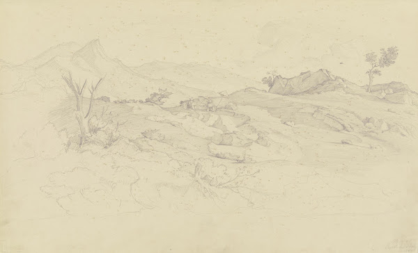 Sabiner Berge im Mittelgrund zwei Künstler 1830