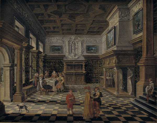 Sumptuous renaissance interior with a banquet 1605  1652