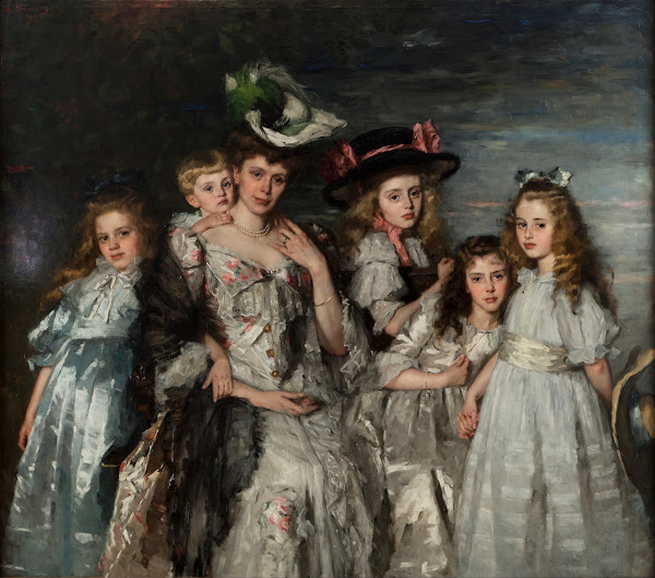 Portrait of Mrs AGM van Ogtrop Hanlo 1871 1944 and her five children