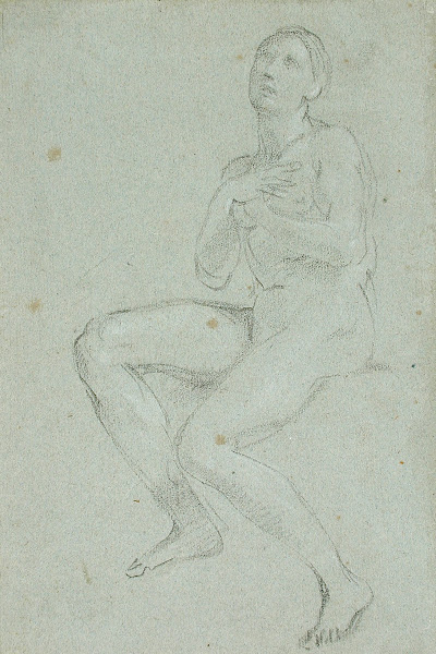 Nude Woman Seated with Arms Crossed 17th 18th century