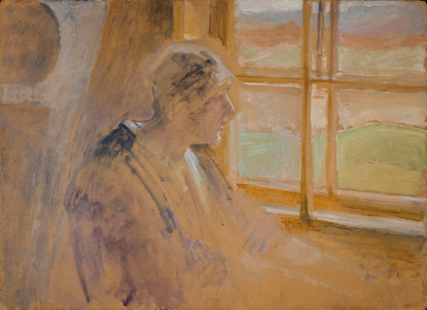 Sketch of a woman in the window