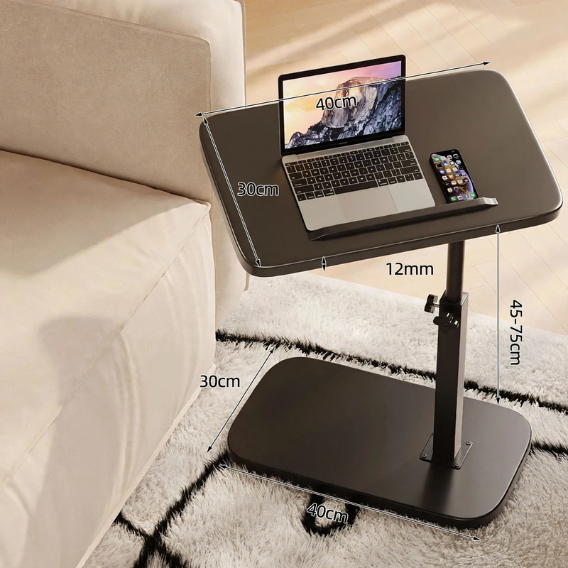 Height-adjustable side table, wooden top