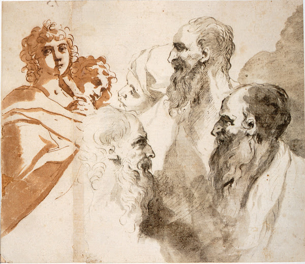Sheet of Studies Six Heads mid 17th century