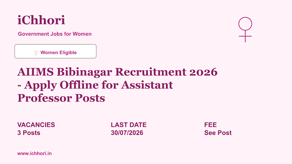 AIIMS Bibinagar Recruitment 2026 - Apply Offline for Assistant Professor Posts - iChhori