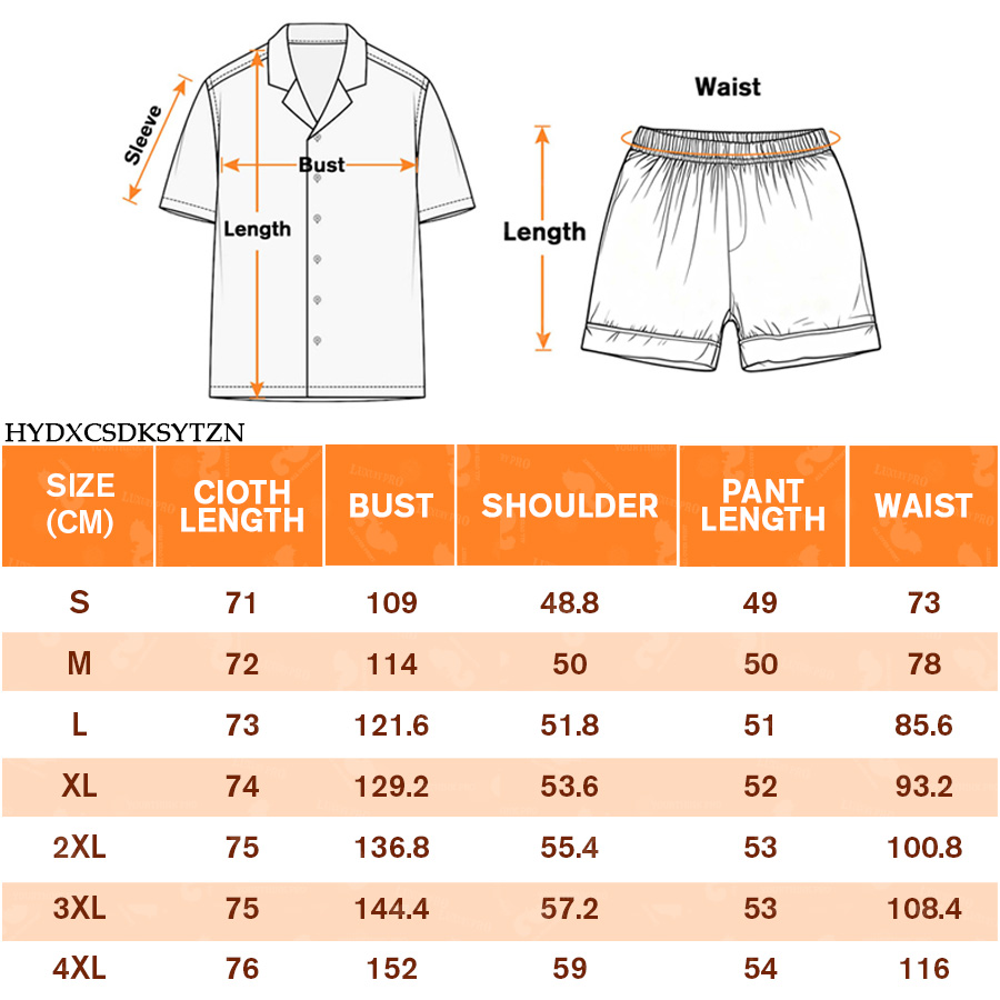 AOP HY Men's Short Sleeve Shirt & Shorts Pajama Set