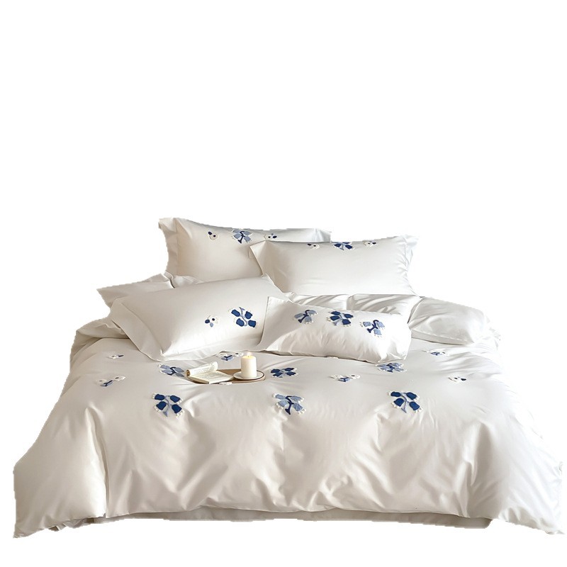 Cotton Bed Linen Set, Long Staple Cotton, 4-Piece