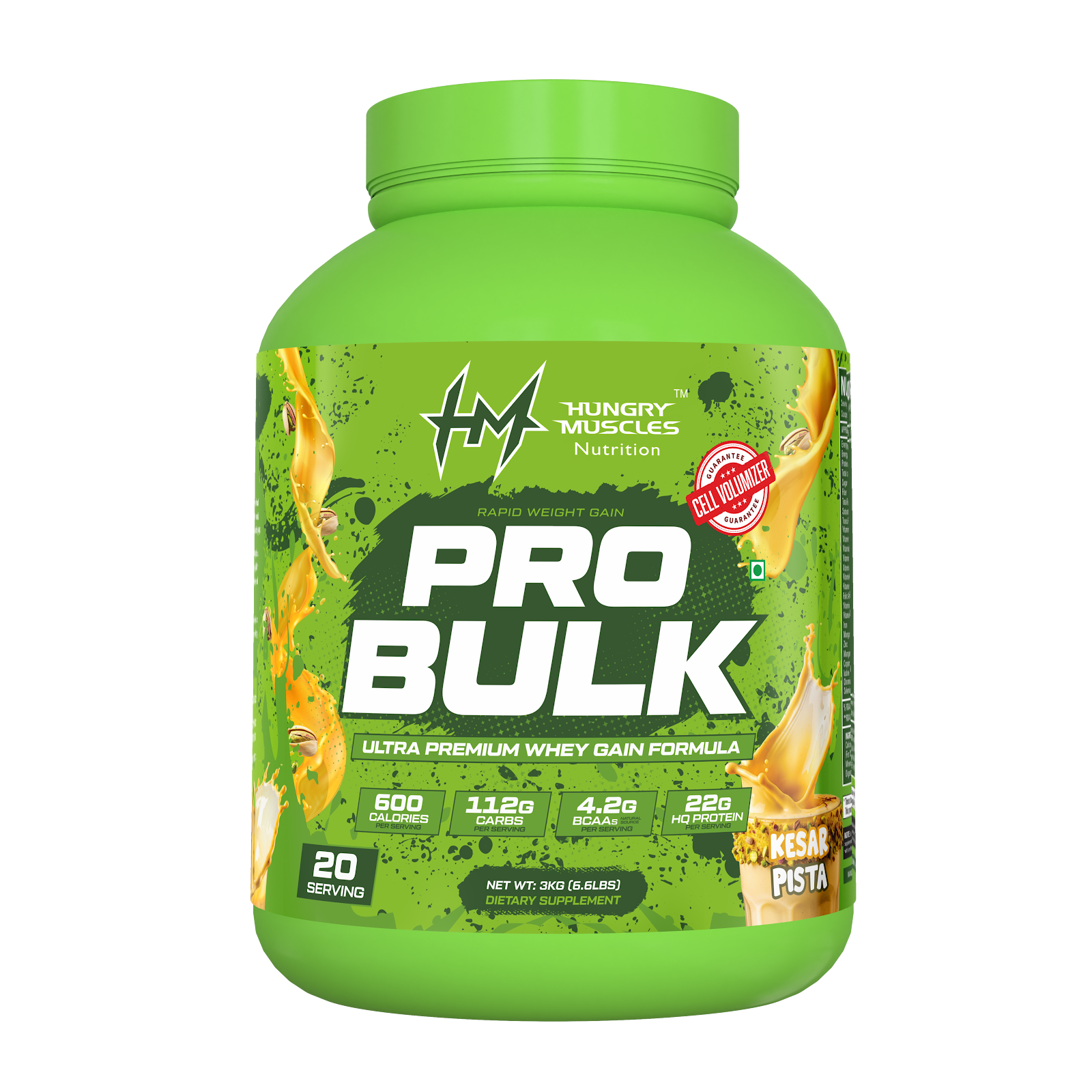 Hungry Muscles Pro Bulk — Kesar Pista, 3 KG