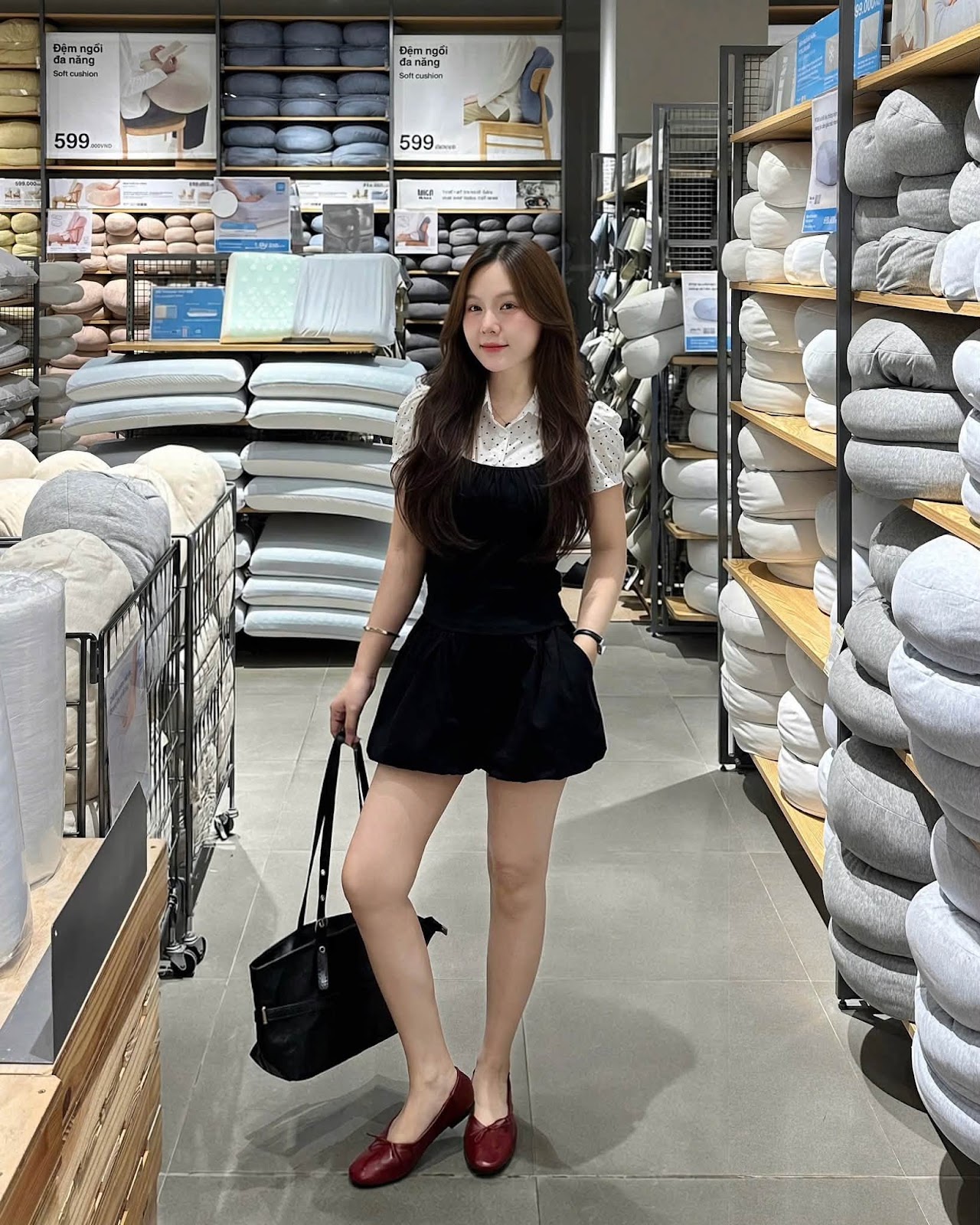 Áo kiểu vải ngắn tay mix cổ sơ mi XONXEN SHOP 80331 – Image 7