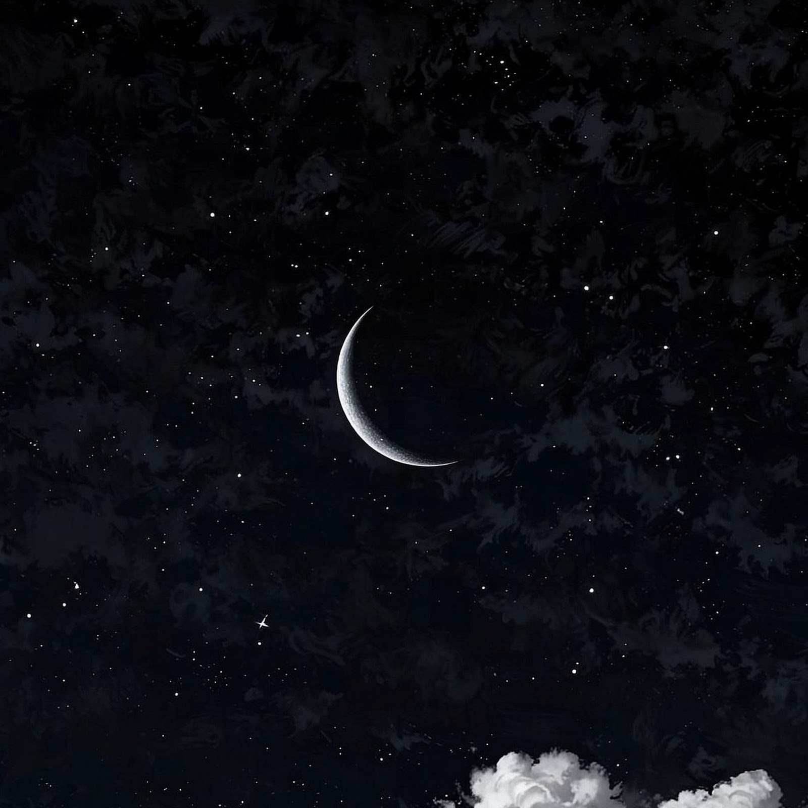 Download Crescent Moon Over White Clouds Full HD iPhone