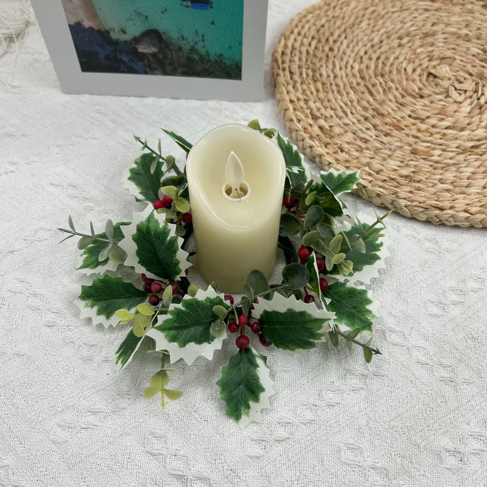 Künstlicher Weihnachtskranz für Kerzenhalter