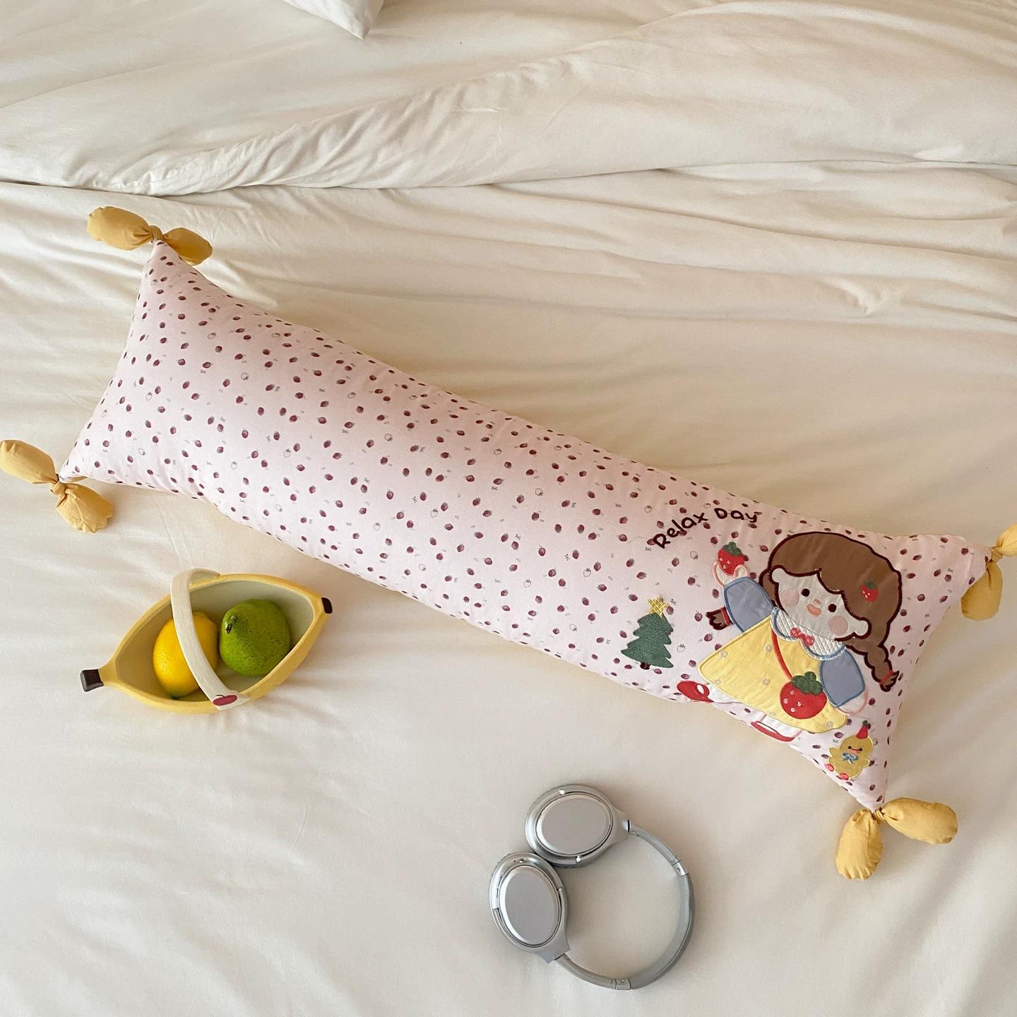 Long Cotton Nursing Pillow, Removable Cover