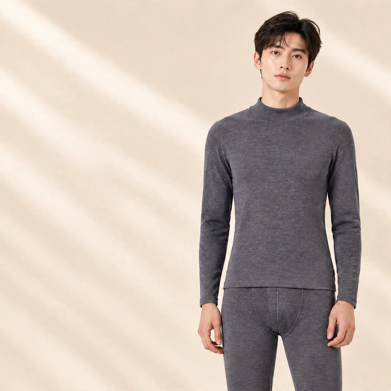 Thermal Underwear Set, Lined, Stand Collar