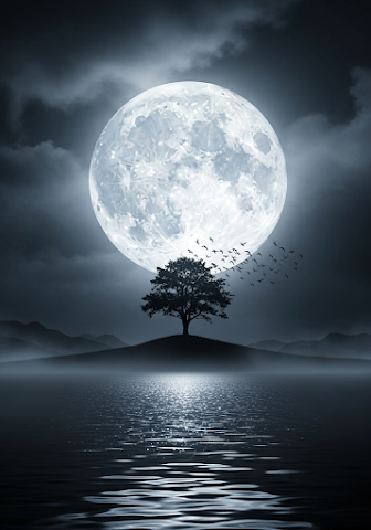 Moonlit Solitary Tree