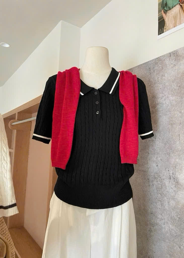 Áo len cổ bẻ trơn viền cổ XONXEN SHOP 5116 – Image 7