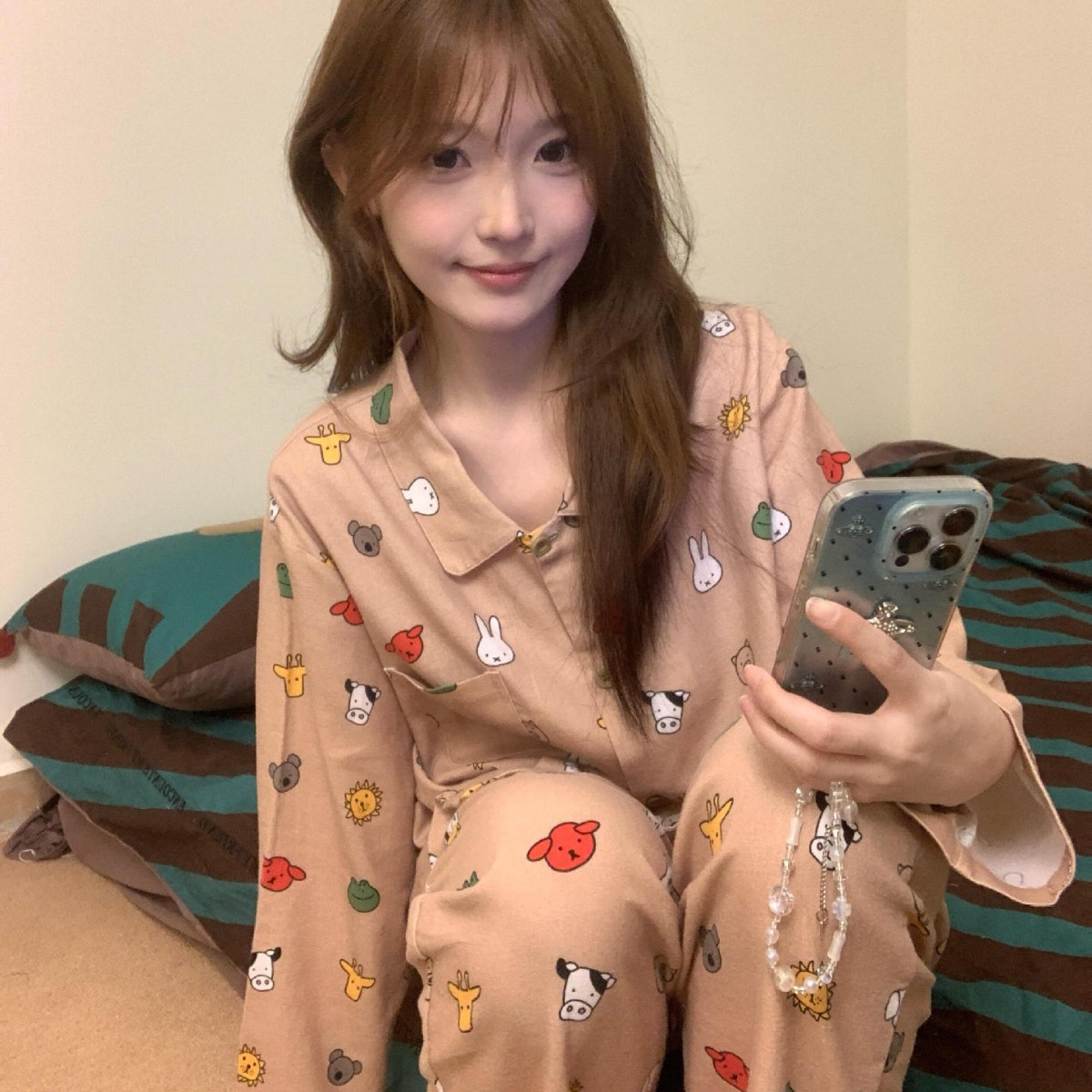 Brushed cotton house suit, long, cartoon design
