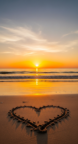 Sunset Beach Heart Sand